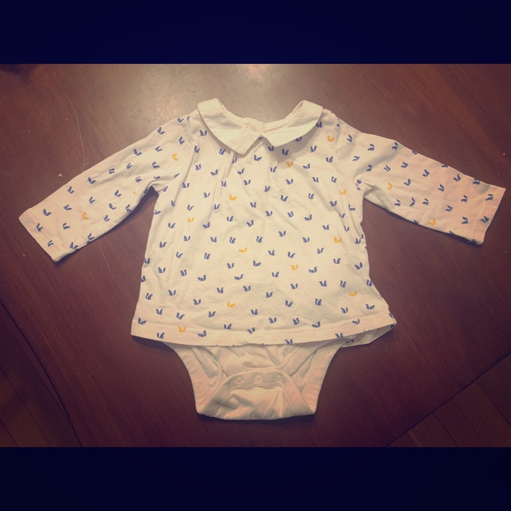 Peter Pan collar squirrel onesie